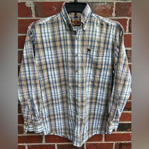 Justin Boots Workgear Mens Long Sleeve Button Down Medium Plaid Shirt Note Pics